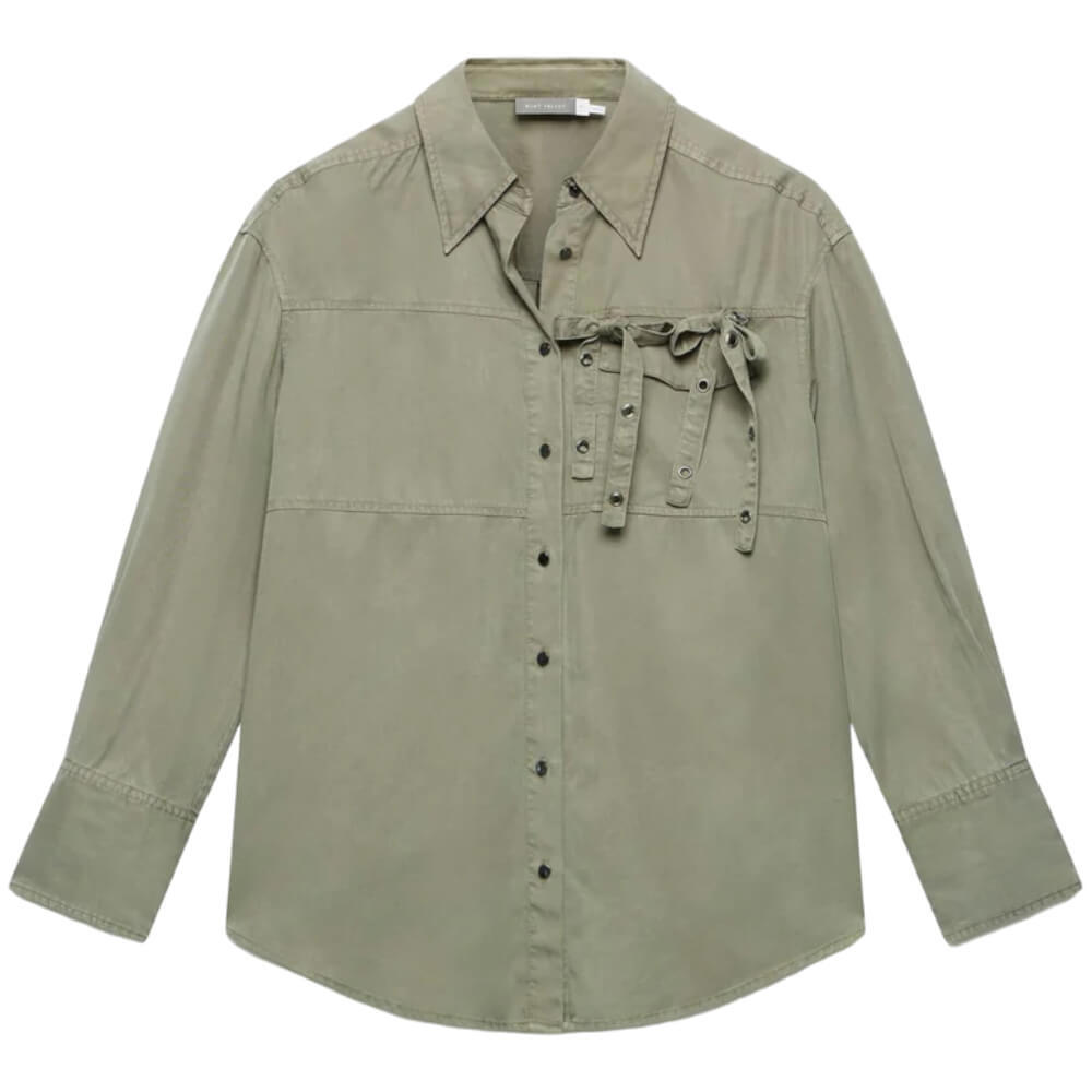 Mint Velvet Khaki Eyelet Detail Shirt